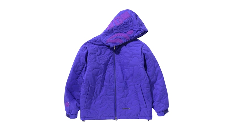 BAPE Line Camo Quilted Nylon Shark Full Zip Jacket Purple