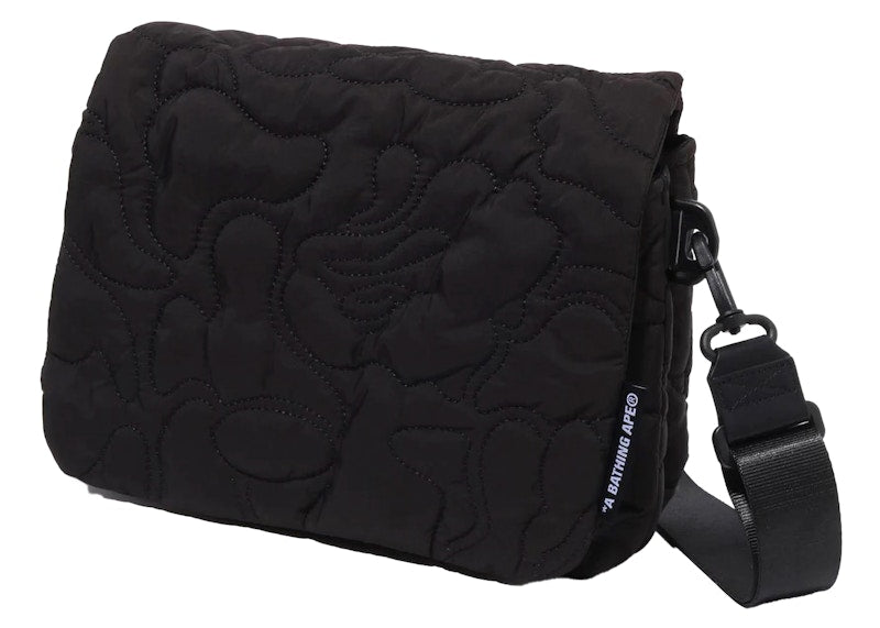 BAPE Line Camo Quilted Shoulder Bag Black