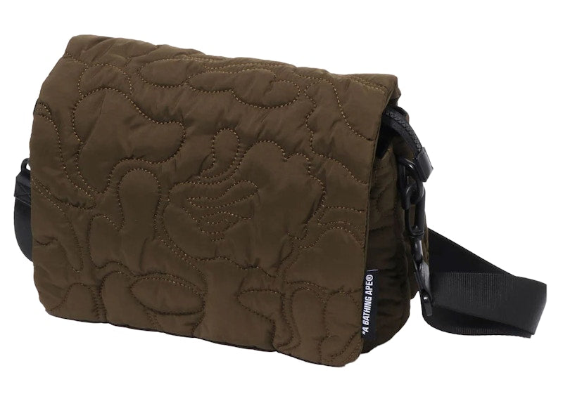 BAPE Line Camo Quilted Shoulder Bag Olivedrab