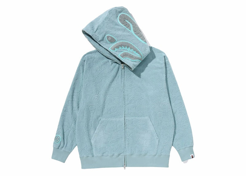 BAPE Line Camo Terry Towel Shark Zip Hoodie Sax