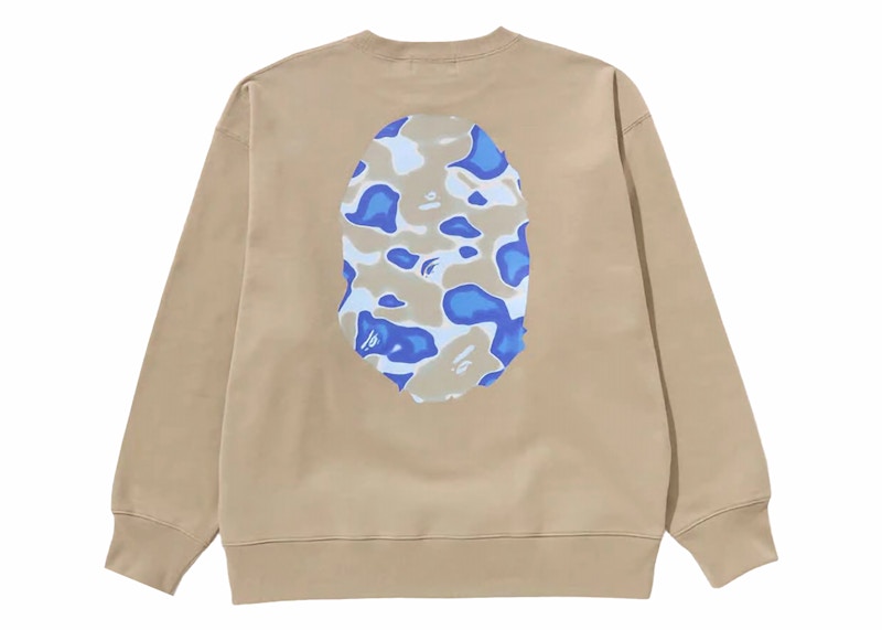 BAPE Liquid Camo Ape Head Relaxed Fit Crewneck Beige