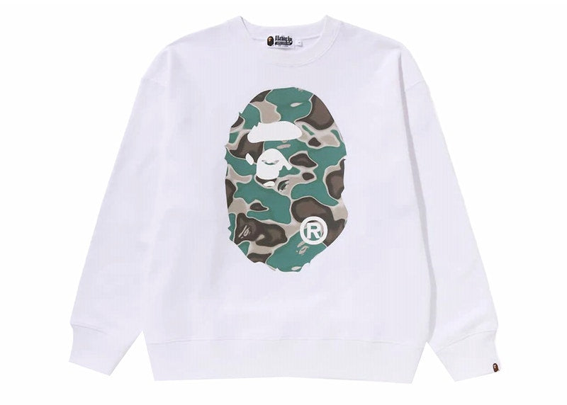 BAPE Liquid Camo Ape Head Relaxed Fit Crewneck White