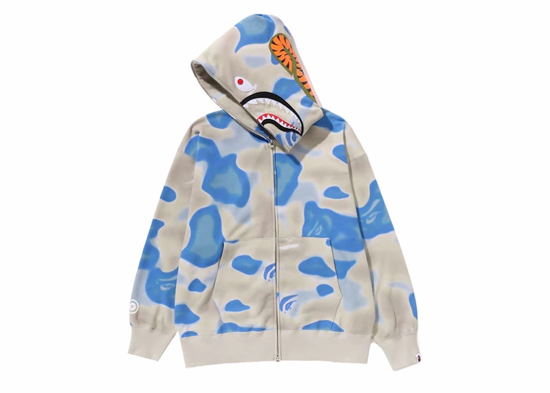 BAPE Liquid Camo Shark Relaxed Fit Full Zip Hoodie Blue