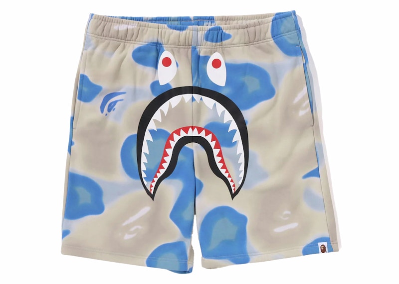 BAPE Liquid Camo Shark Sweat Shorts Blue