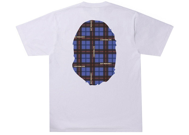 BAPE Logo Check Big Ape Head Tee White/Blue