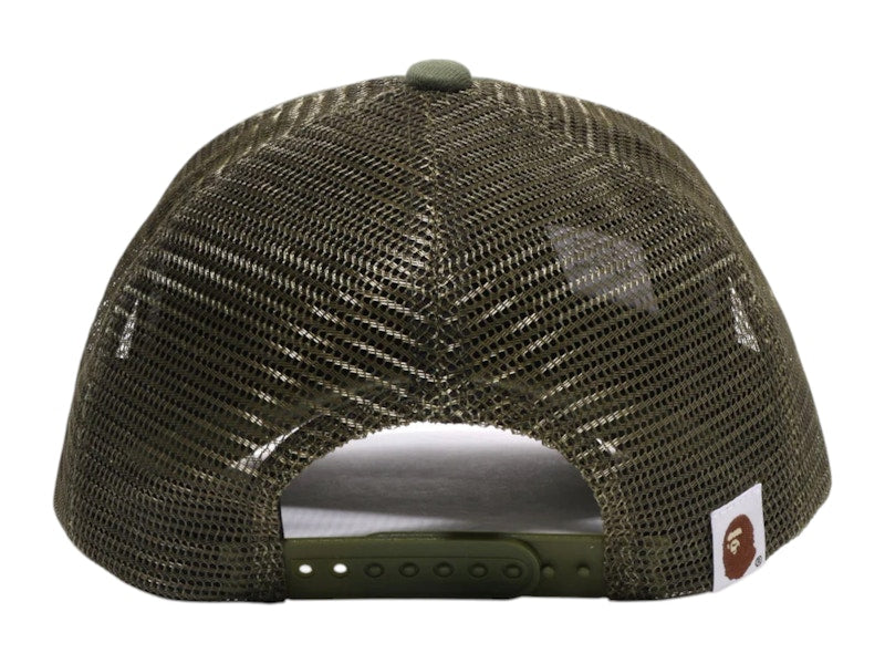 BAPE Logo Cotton Panel Mesh Cap Olivedrab