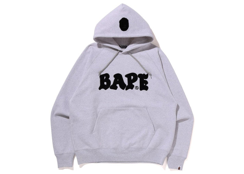 BAPE Logo Relaxed Fit Pullover Hoodie (FW22) Grey