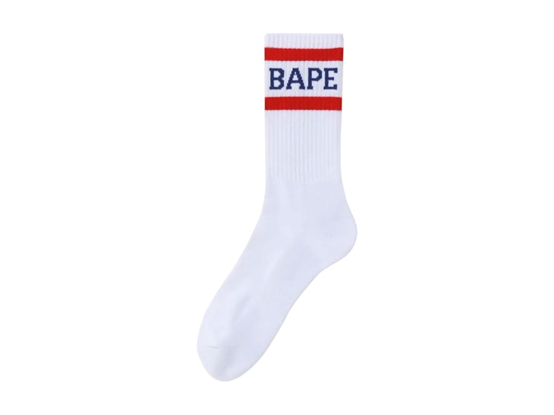 BAPE Logo Socks White/Red