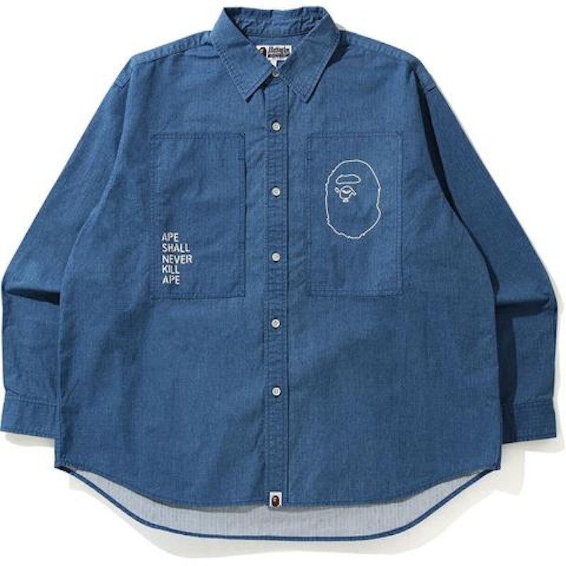BAPE Loose Fit Ripstop Shirt Light Indigo