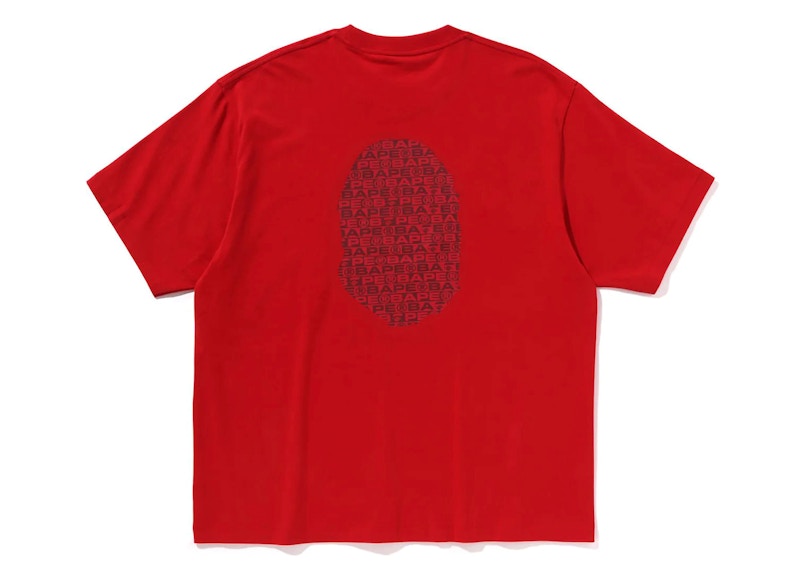 BAPE Lux Sport Pattern Ape Head Relaxed Fit Tee Red
