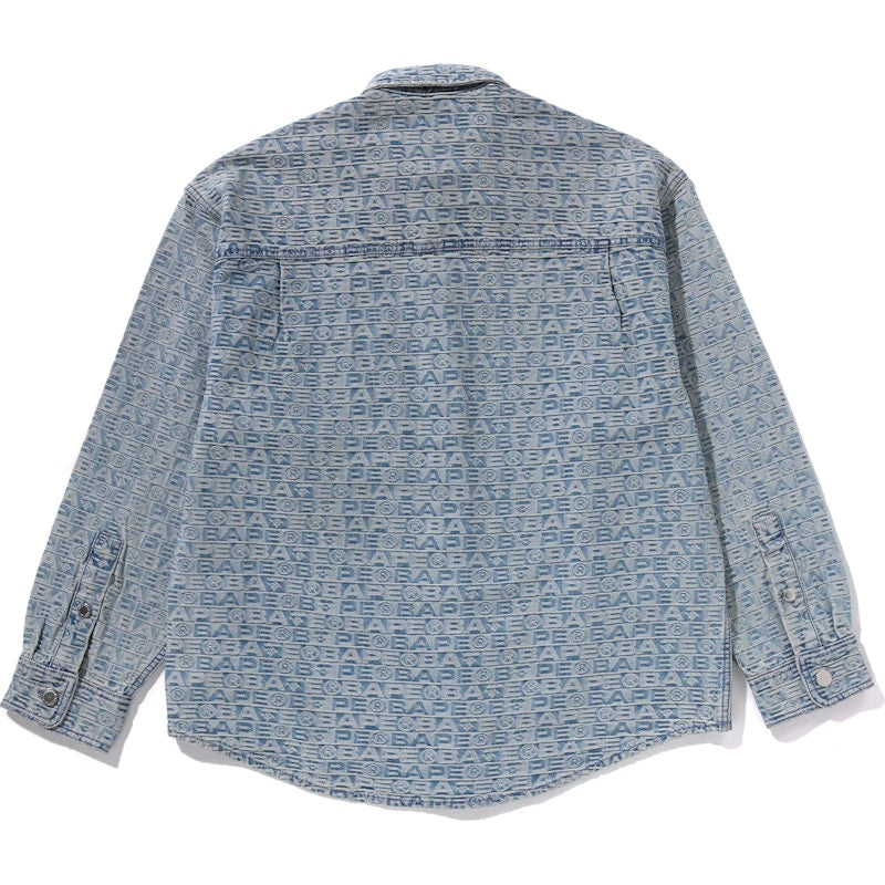 BAPE Lux Sport Pattern Jacquard 10oz Denim Shirt Light Indigo