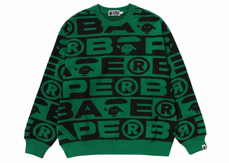 BAPE Lux Sport Pattern Oversized Crewneck Green