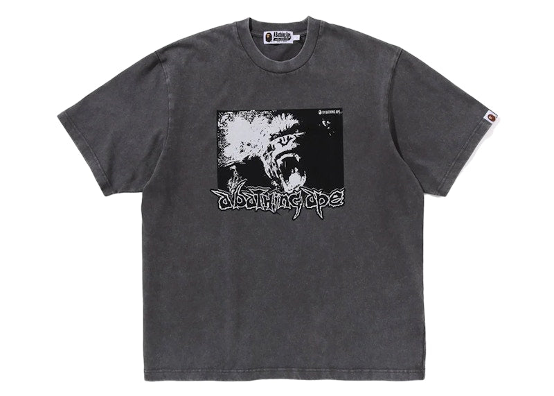 BAPE Mad Ape Graphic Acid Wash Relaxed Fit Tee Black
