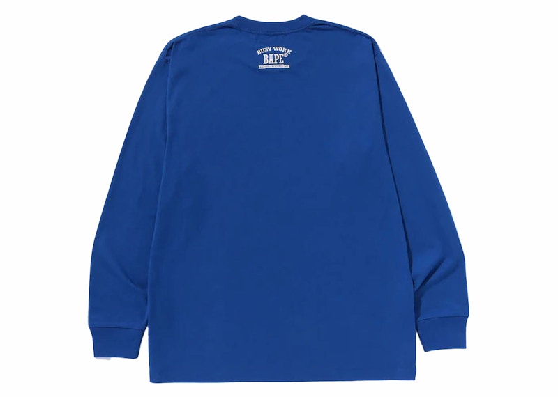 BAPE Mad Face College Long Sleeve Tee Blue