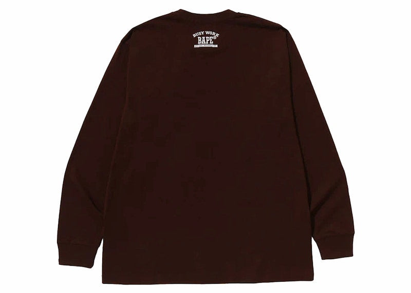 BAPE Mad Face College Long Sleeve Tee Brown
