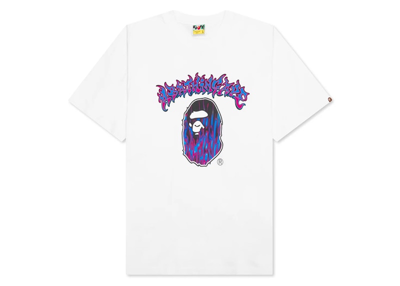 BAPE Mad Flame Ape Head Relaxed Fit Tee White