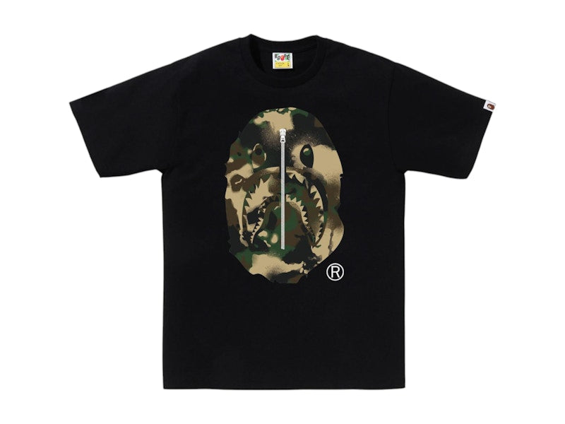 BAPE Map Camo Ape Head Shark Tee Black/Green