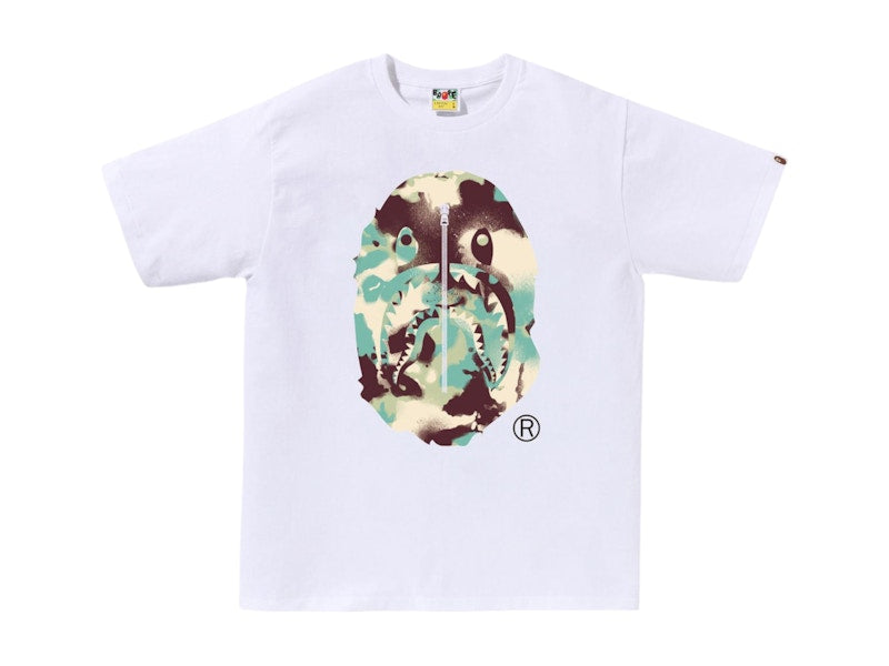 BAPE Map Camo Ape Head Shark Tee White/Multicolor