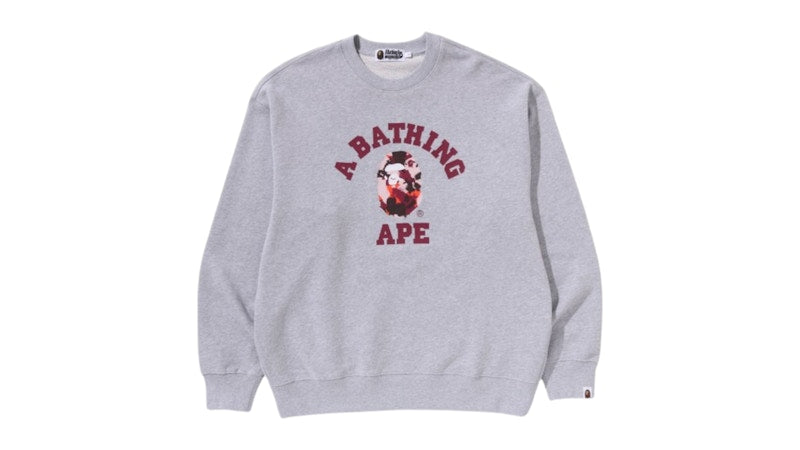 BAPE Map Camo College Relax Fit Crewneck Sweatshirt Gray