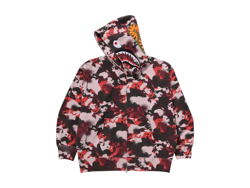 BAPE Map Camo Shark Full Zip Hoodie Red