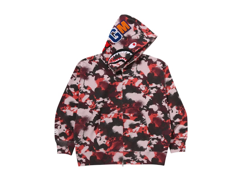 BAPE Map Camo Shark Full Zip Hoodie Red