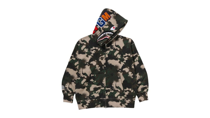 BAPE Map Camo Shark Relaxed Fit Full Zip Hoodie Green