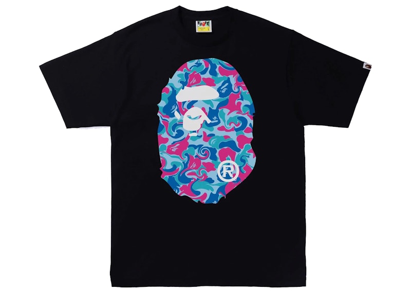 BAPE Marble Camo Big Ape Head Tee Black