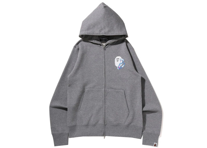 BAPE Marble Camo Liquid College Full Zip Hoodie Gray