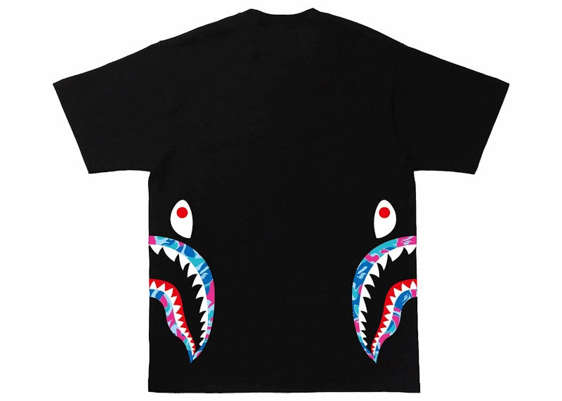 BAPE Marble Camo Side Shark Tee Black