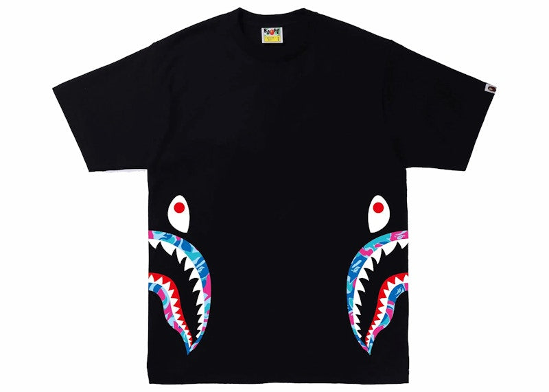BAPE Marble Camo Side Shark Tee Black
