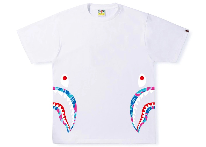 BAPE Marble Camo Side Shark Tee White