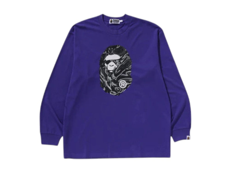 BAPE Marbling Camo Ape Head Relaxed Fit Tee Purple
