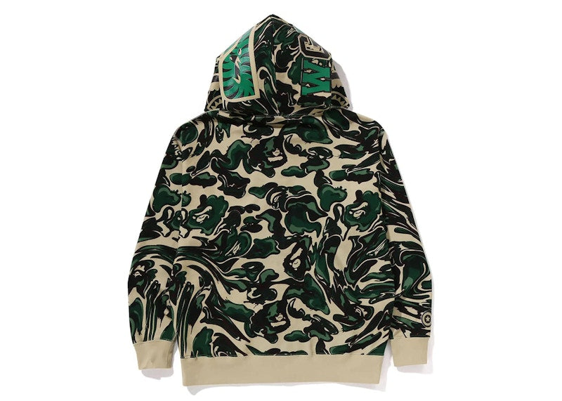 BAPE Marbling Camo Shark Relaxed Fit Full Zip Hoodie Green