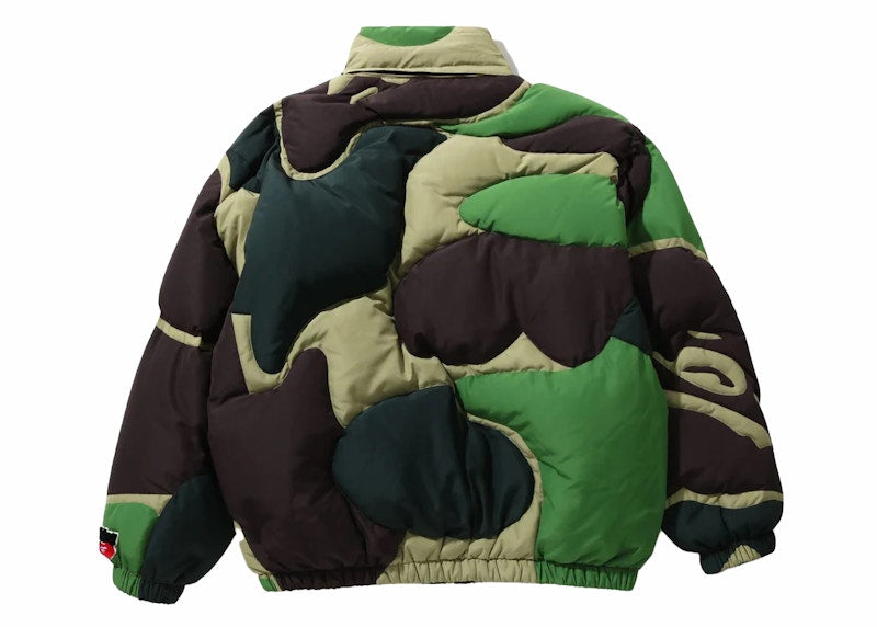 BAPE Mega ABC Camo Detachable Hoodie Puffer Down Jacket Green