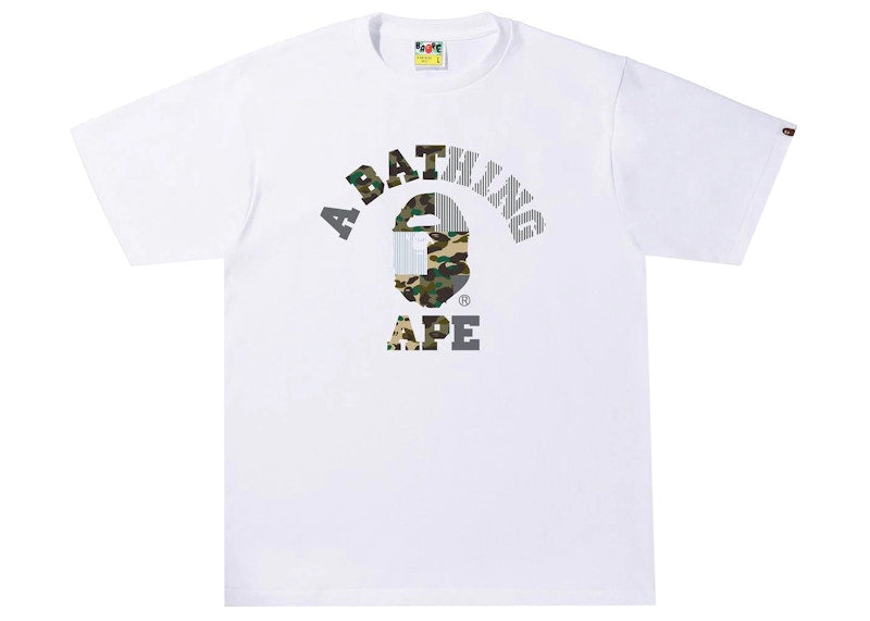 BAPE Military Crazy College Tee White