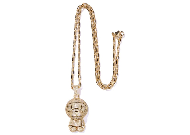 BAPE Milo Crystal Stone Necklace (FW22) Gold