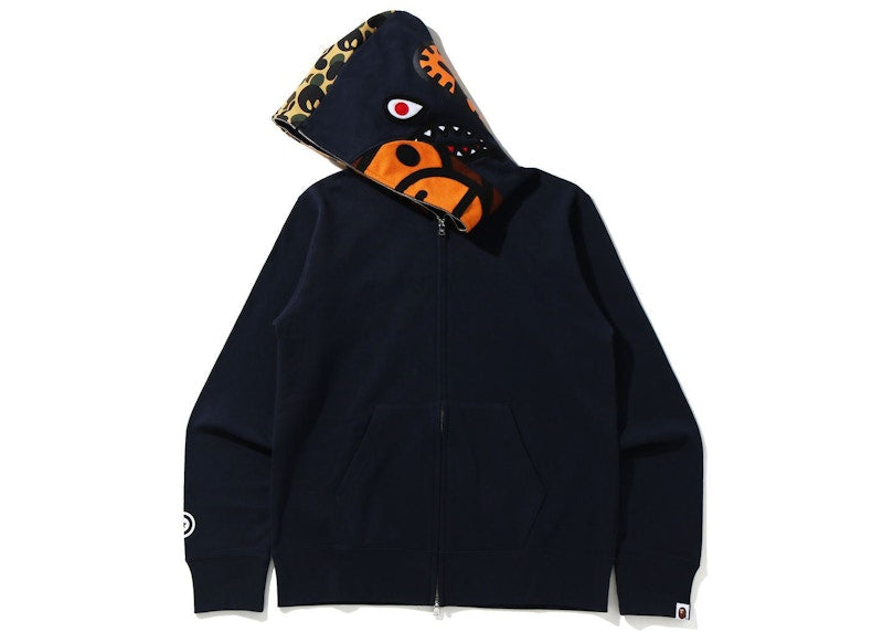 BAPE Milo Shark Full Zip Hoodie Navy