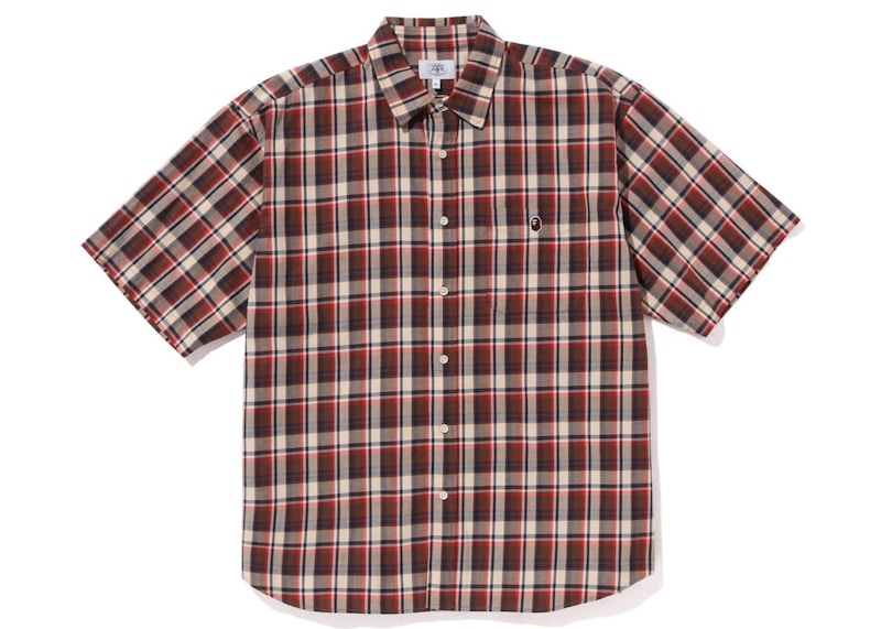 BAPE Mini Ape Head Check Loose Fit S/S Shirt Red