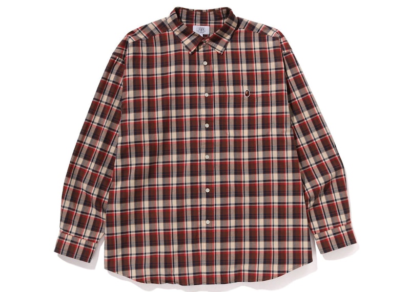 BAPE Mini Bape Check Loose Fit Shirt Red