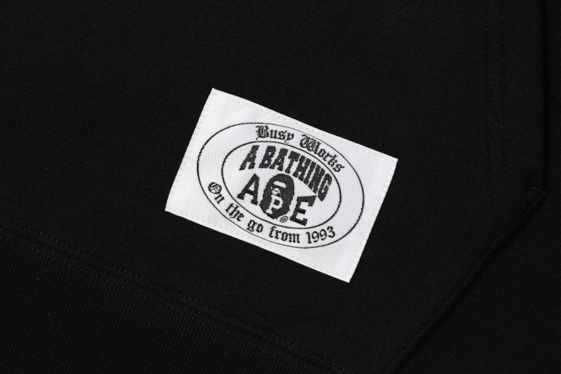 BAPE Mix Material Half Zip Pullover Hoodie Black