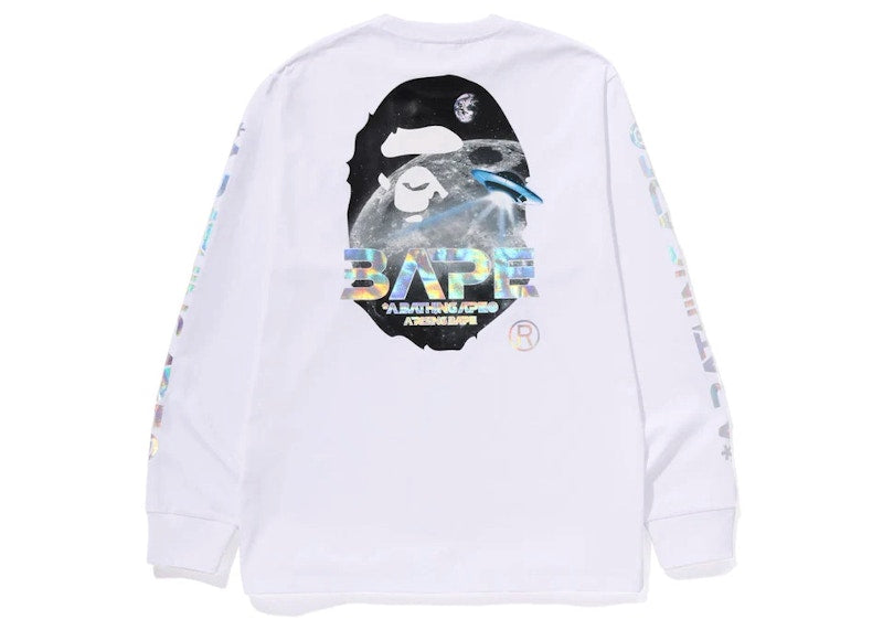 BAPE Moon Photo L/S Tee White