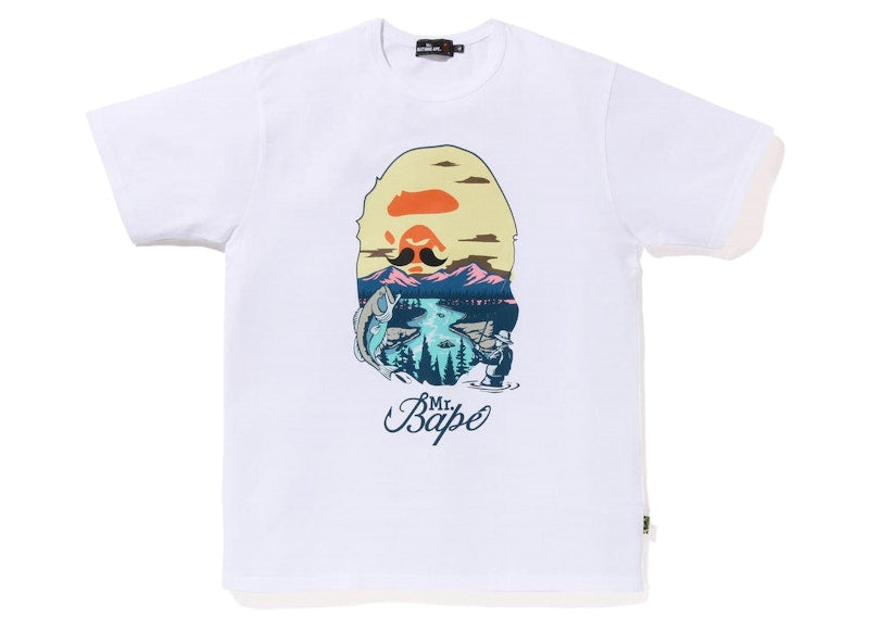 BAPE Mr Bathing Ape Head Wide Tee White