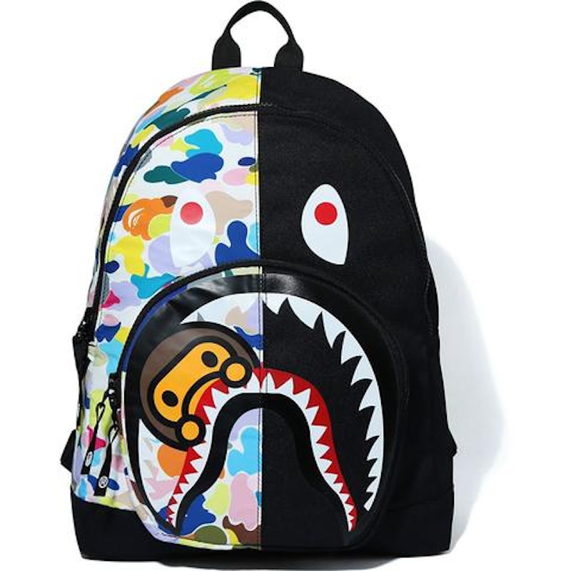 BAPE Multi Camo Milo Shark Day Pack White