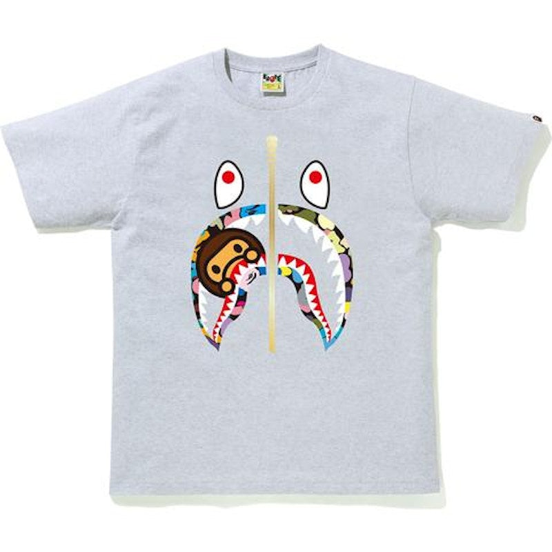 BAPE Multi Camo Milo Shark Tee Gray