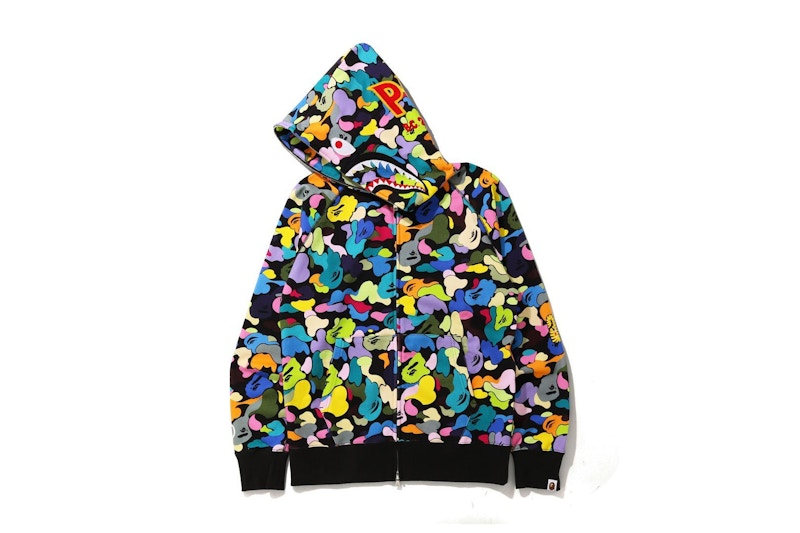 BAPE Multi Camo Shark Full Zip "PONR" Hoodie Black