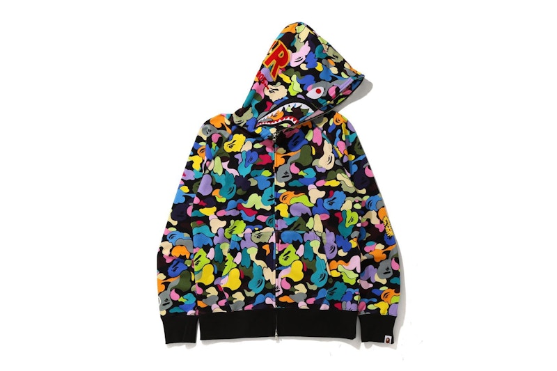 BAPE Multi Camo Shark Full Zip "PONR" Hoodie Black