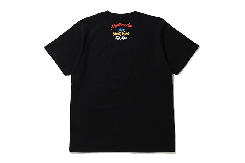 BAPE Multi Color Letters College Tee Black