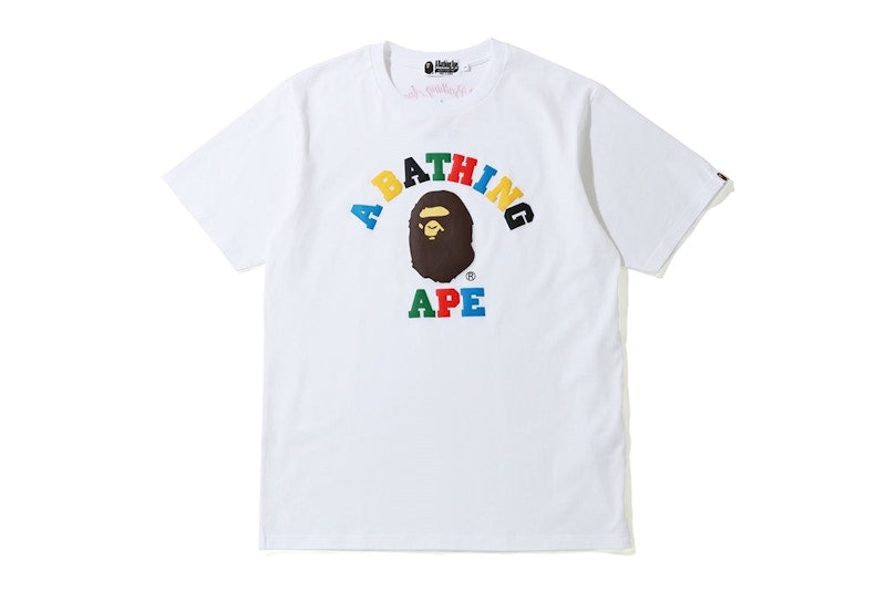 BAPE Multi Color Letters College Tee White