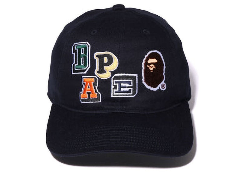 BAPE Multi Fonts Patch Panel Cap Navy