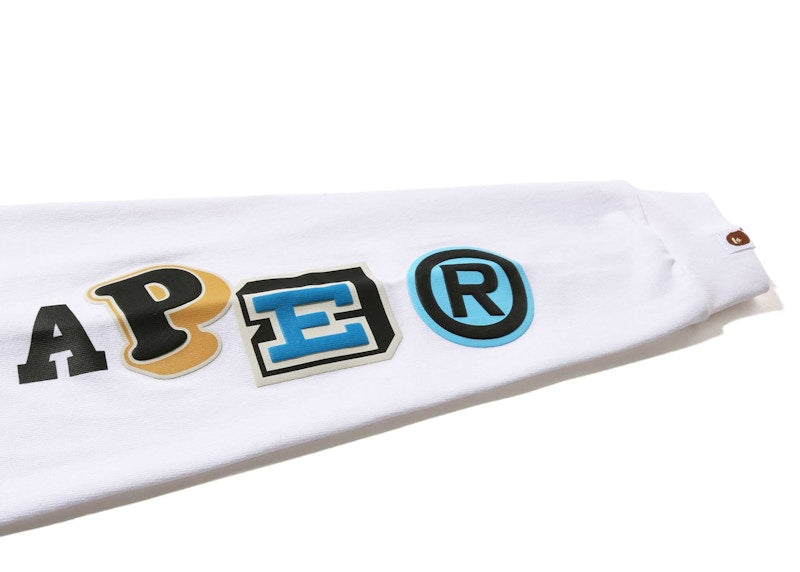 BAPE Multi Fonts Relaxed Fit Heavyweight L/S Tee White